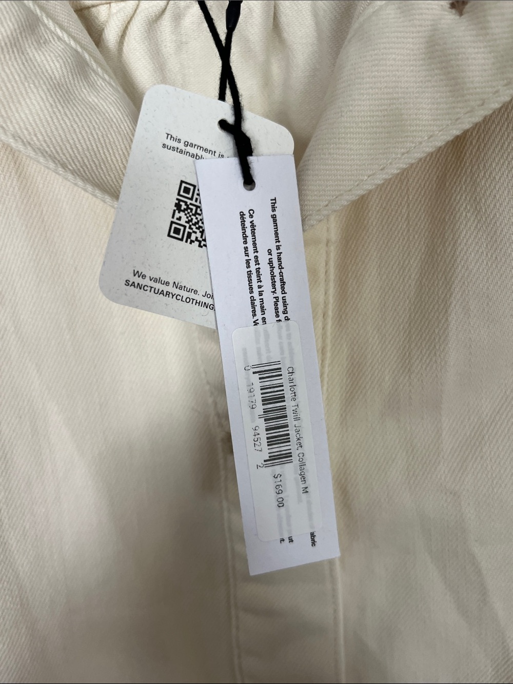 Brand New 100% Cotton Sanctuary Cream Denim Jacket - Picture 4 of 6